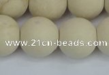 CRJ615 15.5 inches 14mm round matte white fossil jasper beads