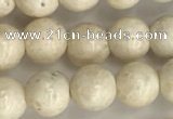 CRJ621 15.5 inches 6mm round white fossil jasper beads wholesale