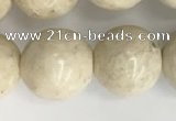 CRJ624 15.5 inches 12mm round white fossil jasper beads wholesale