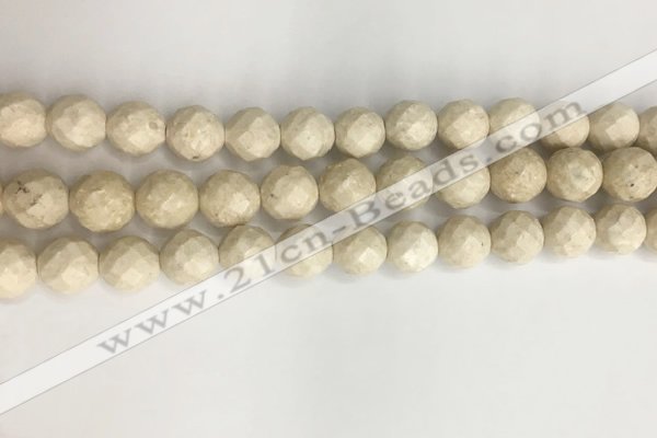 CRJ628 15.5 inches 8mm round white fossil jasper beads wholesale