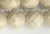 CRJ629 15.5 inches 10mm faceted round white fossil jasper beads