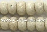 CRJ633 15.5 inches 5*8mm rondelle white fossil jasper beads wholeasle