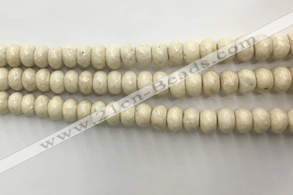 CRJ633 15.5 inches 5*8mm rondelle white fossil jasper beads wholeasle