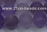 CRO1015 15.5 inches 14mm round matte amethyst gemstone beads