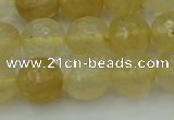CRO1034 15.5 inches 12mm faceted round yellow watermelon quartz beads