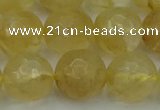 CRO1035 15.5 inches 14mm faceted round yellow watermelon quartz beads