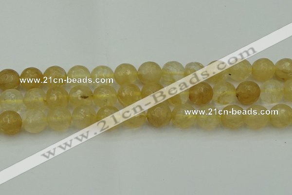 CRO1035 15.5 inches 14mm faceted round yellow watermelon quartz beads