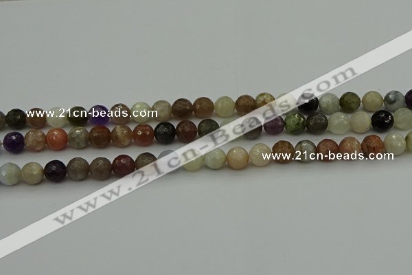 CRO1042 15.5 inches 8mm faceted round mixed gemstone beads