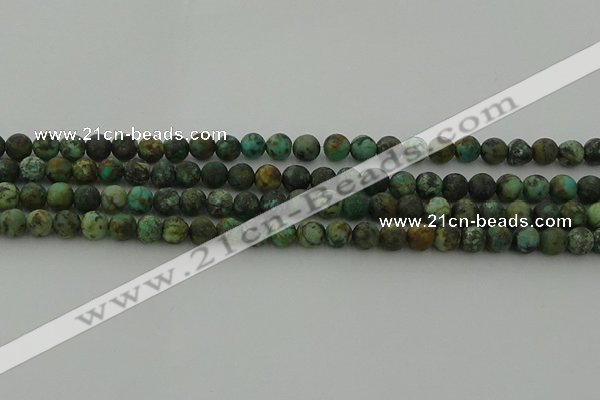 CRO1051 15.5 inches 6mm round matte African turquoise beads