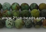 CRO1052 15.5 inches 8mm round matte African turquoise beads