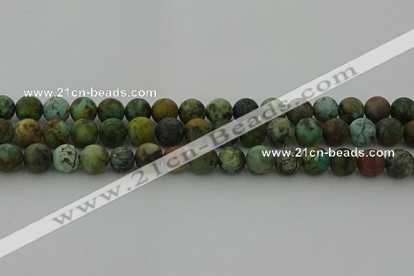 CRO1054 15.5 inches 12mm round matte African turquoise beads