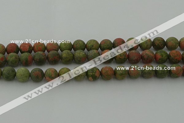 CRO1064 15.5 inches 12mm round matte unakite beads wholesale