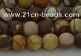 CRO1072 15.5 inches 8mm round matte brown zebra jasper beads