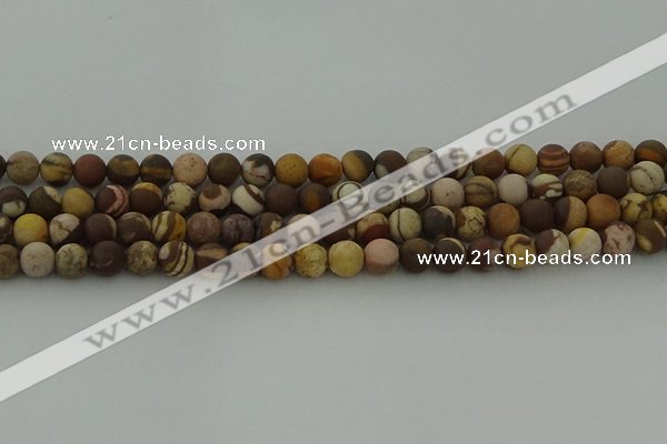 CRO1072 15.5 inches 8mm round matte brown zebra jasper beads