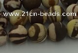 CRO1073 15.5 inches 10mm round matte brown zebra jasper beads