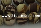 CRO1074 15.5 inches 12mm round matte brown zebra jasper beads