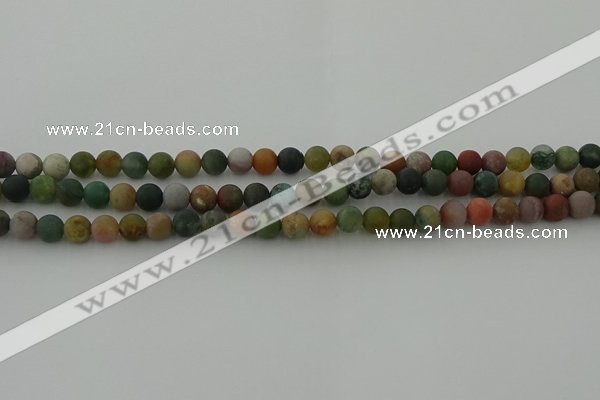 CRO1081 15.5 inches 6mm round matte Indian agate beads wholesale