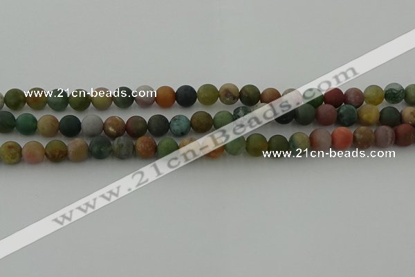 CRO1082 15.5 inches 8mm round matte Indian agate beads wholesale