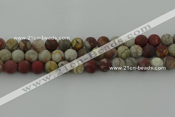 CRO1094 15.5 inches 12mm round matte laguna lace agate beads