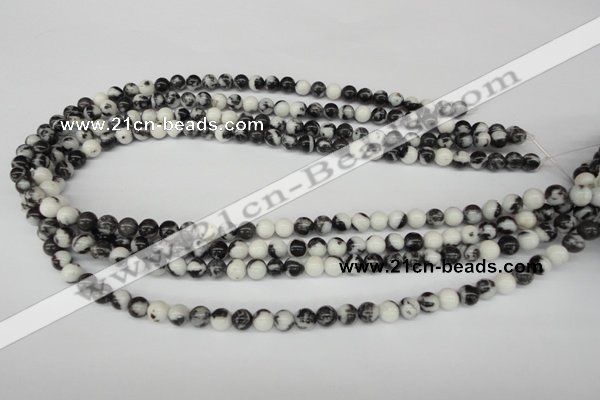 CRO11 15.5 inches 6mm round black & white jasper beads wholesale