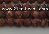 CRO1101 15.5 inches 6mm round matte pomegranate jasper beads