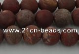 CRO1102 15.5 inches 8mm round matte pomegranate jasper beads