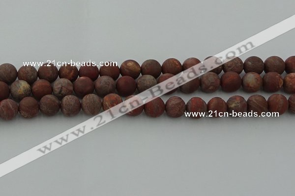 CRO1103 15.5 inches 10mm round matte pomegranate jasper beads