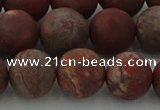 CRO1104 15.5 inches 12mm round matte pomegranate jasper beads