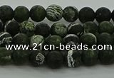 CRO1120 15.5 inches 4mm round matte green silver line jasper beads