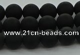 CRO1132 15.5 inches 8mm round matte black agate gemstone beads