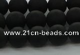 CRO1133 15.5 inches 10mm round matte black agate gemstone beads