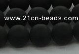 CRO1134 15.5 inches 12mm round matte black agate gemstone beads