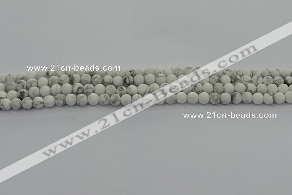 CRO1140 15.5 inches 4mm round matte white howlite beads