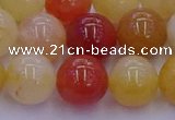 CRO1165 15.5 inches 14mm round golden silk jade beads wholesale