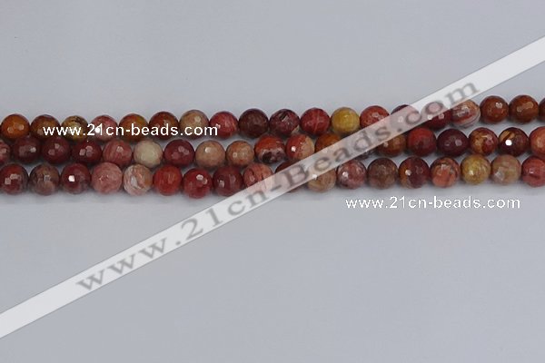 CRO1190 15.5 inches 8mm faceted round red porcelain beads