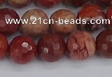 CRO1192 15.5 inches 12mm faceted round red porcelain beads