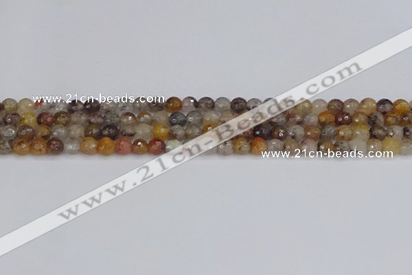 CRO1195 15.5 inches 4mm faceted round mixed lodalite quartz beads