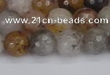 CRO1197 15.5 inches 8mm faceted round mixed lodalite quartz beads