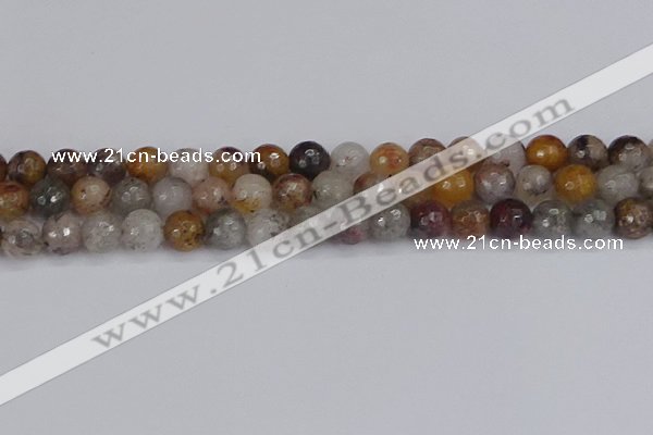 CRO1197 15.5 inches 8mm faceted round mixed lodalite quartz beads