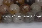 CRO1198 15.5 inches 10mm faceted round mixed lodalite quartz beads