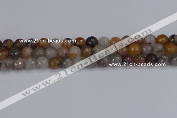 CRO1198 15.5 inches 10mm faceted round mixed lodalite quartz beads