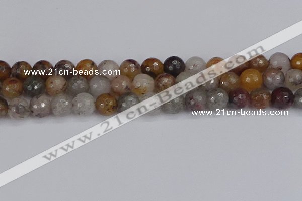 CRO1199 15.5 inches 12mm faceted round mixed lodalite quartz beads