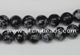 CRO122 15.5 inches 8mm round snowflake obsidian beads wholesale