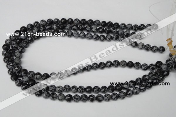 CRO122 15.5 inches 8mm round snowflake obsidian beads wholesale