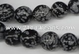 CRO284 15.5 inches 12mm round snowflake obsidian beads wholesale