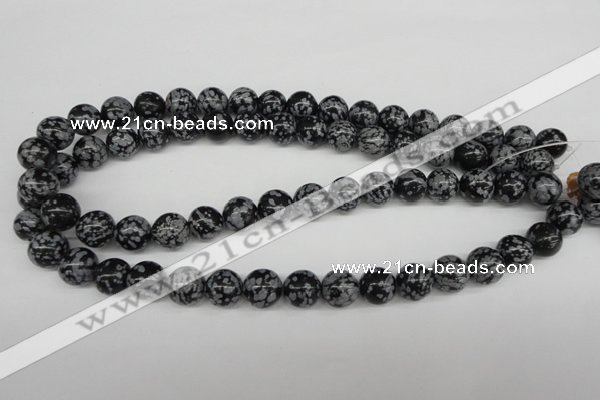 CRO284 15.5 inches 12mm round snowflake obsidian beads wholesale