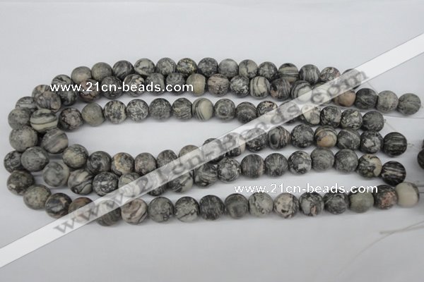 CRO322 15.5 inches 12mm round grey picasso jasper beads wholesale