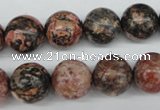 CRO324 15.5 inches 12mm round red leopard skin jasper beads wholesale