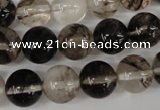 CRO370 15.5 inches 12mm round watermelon black beads wholesale