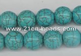 CRO395 15.5 inches 14mm round synthetic turquoise beads wholesale